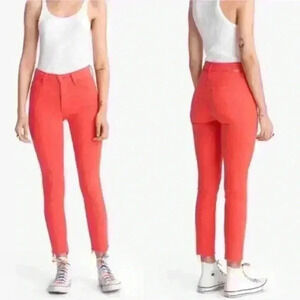 Mother the stunner ankle fray play date denim jeans in tomato red size 28